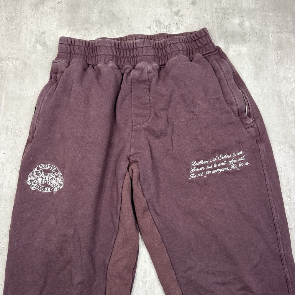 Darc Sport Joggers Pants Mens Large Purple Wolves Club Graphic Embroidered Gym